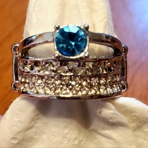 Paparazzi turquoise gemstone silver ring, one size fits all.